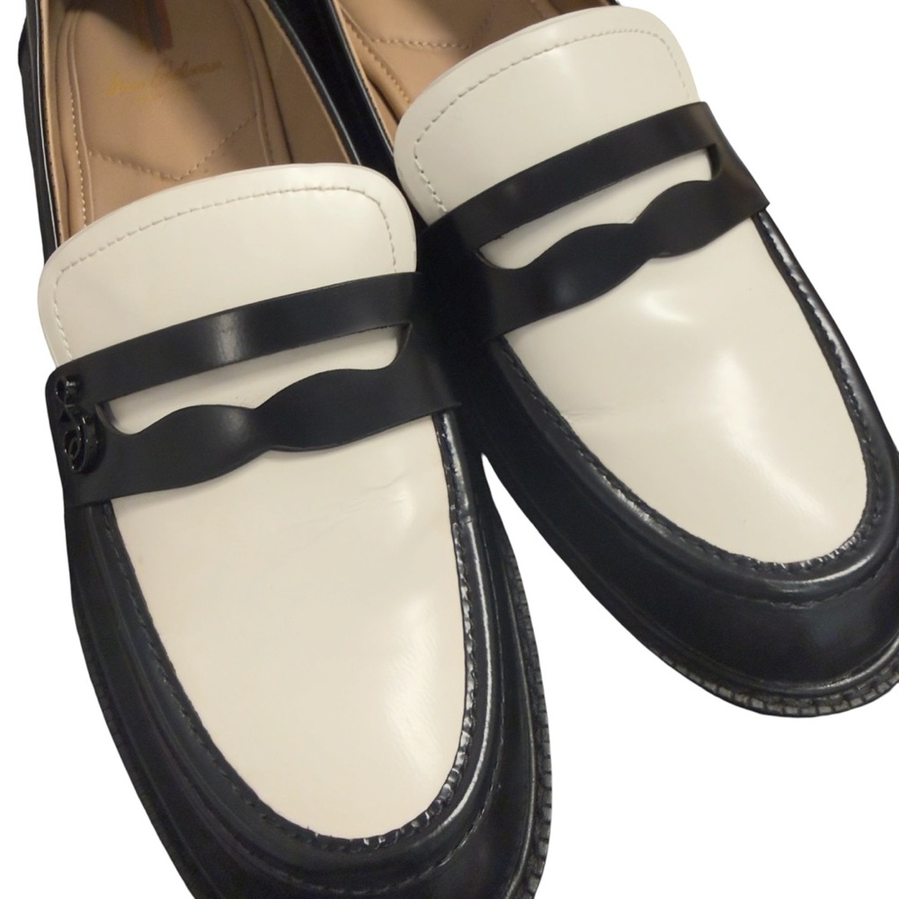 Sam Edelman Women’s Colin Black and White Leather Penny Loafers Size 9 - Picture 3 of 14